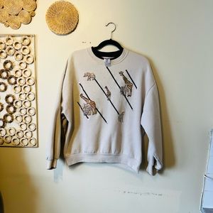 Vintage jerzees large crew cotton giraffe design sweatshirt…..